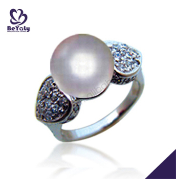 Simple custom design silver mabe pearl rings