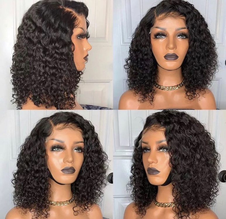 13*4 4*4 13*1 T lace curly bob wig silky Virgin Cuticle Aligned Brazilian natural Human Hair wig wholesale price for black woman