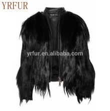 YR611 Real sheep leather and goat fur coat