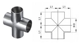 Steel Sanitary Cross Tee Fitting