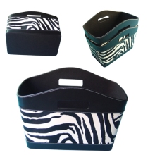 Zebra Leather Holder/ Leather Storgae Basket B01-369