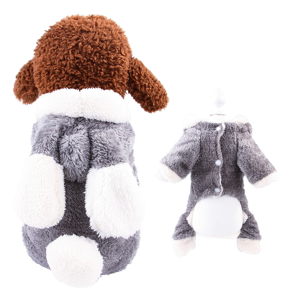 stock wholesale fashion warm cotton fleece Pet jumpsuit cartoon dog winter coat
