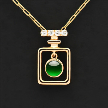 Perfume Bottle Shape Jadeite Pendant necklace