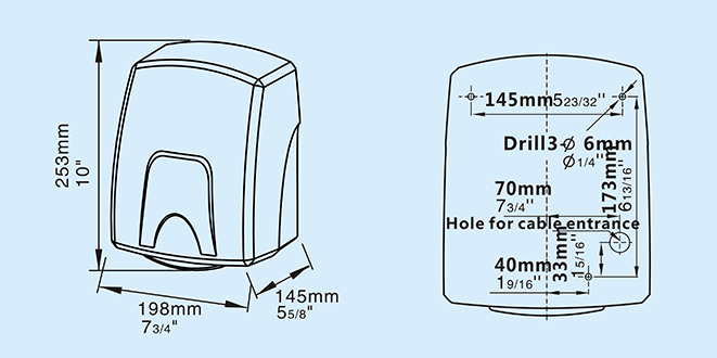Wand-Händetrockner mit Infrarotsensor Infrared sensor wall-mounted hand dryer