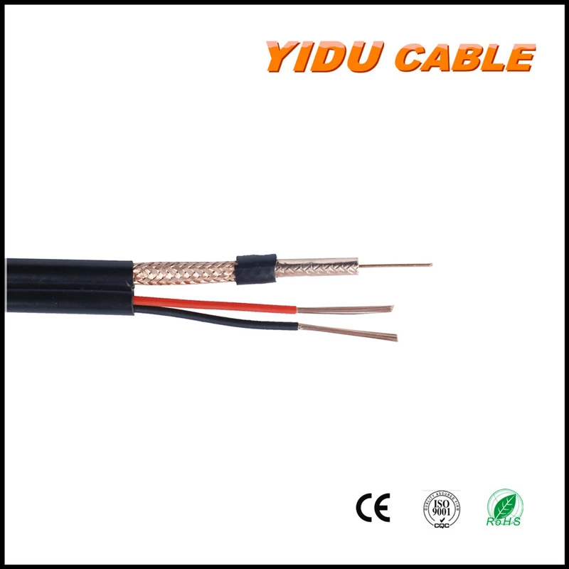 Connector Cable Rg Shotgun 2 Core RG6 Rg59 CCTV Video Audio Siamese Security Coaxial Cable Rg59+2c with DC Power 0.75mm2/0.5mm2 Coax Combo Multimedia