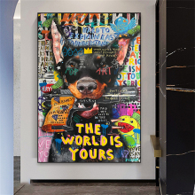 Graffiti Abstract Dog Oil Painting Canvas Print for Home Decor