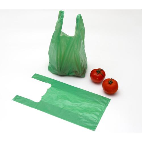 Bolsa de camiseta de polietileno HDPE en verde