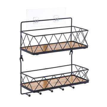 Adhesive 2 tier kitchen metal detachable storage rack