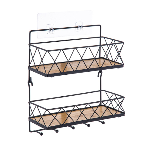 Adhesive 2 tier kitchen metal detachable storage rack