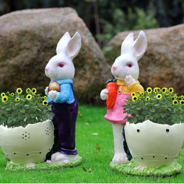 outside decoration resin rabbit planter for home garden and plaza