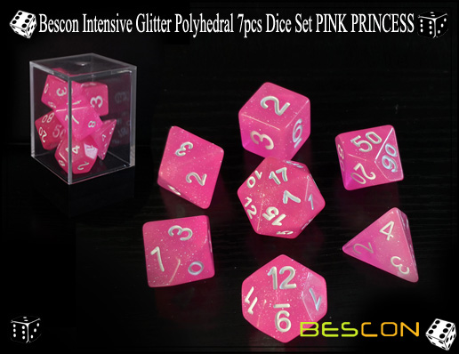 Bescon Intensive Glitter Polyhedral 7pcs Würfel Set PINK PRINCESS-3 Bescon Intensive Glitter Polyhedral 7pcs Dice Set PINK PRINCESS-3