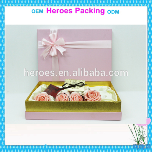 Trade Assurance Customized Packing Paper Box Template With Pink Ribbon Valentine Pink Gift Box