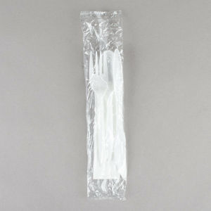 Disposable Wrapped Plastic Cutlery Set with Napkin