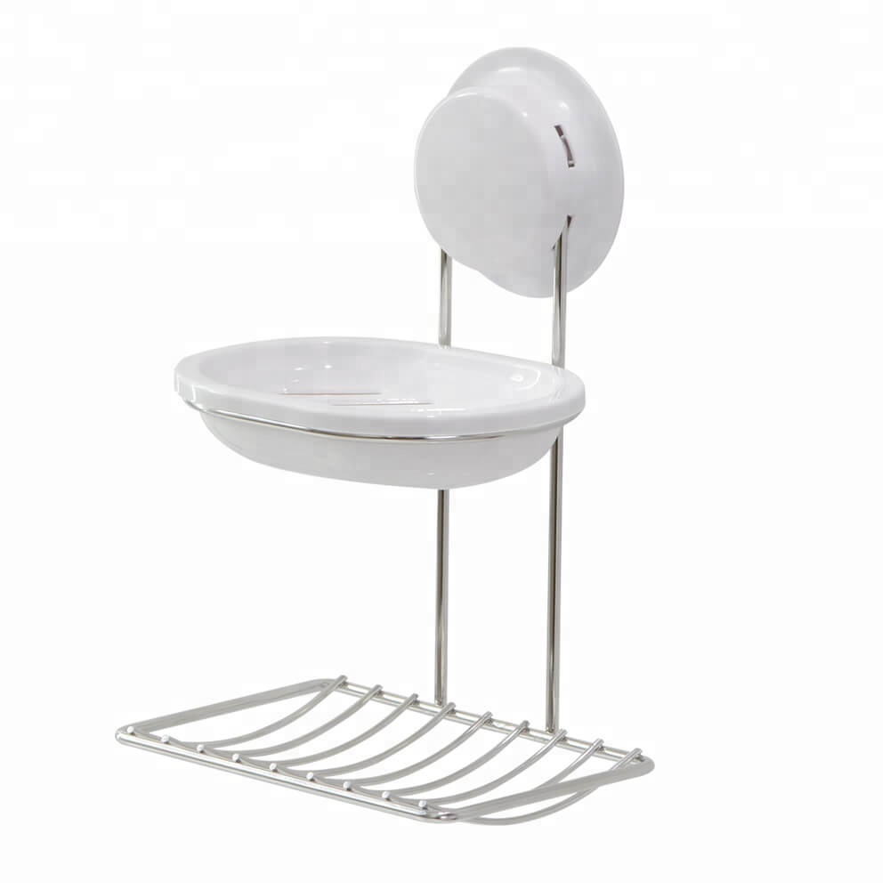 Bathroom Stainless steel suction cup double layer shower soap dish holder