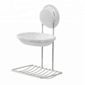 Bathroom Stainless steel suction cup double layer shower soap dish holder