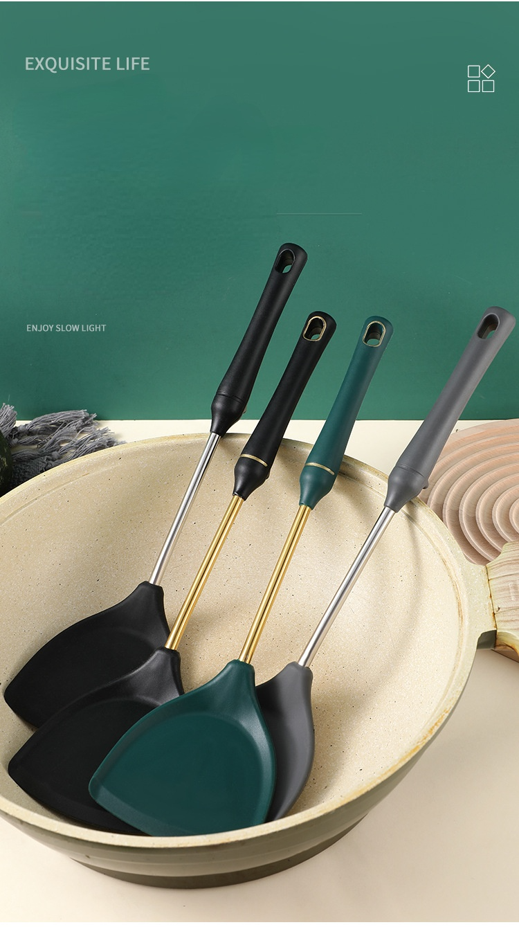 Stainless Steel Silicone Kitchen Utensils of High Temperature Resistant Spatula Non-stick Silicone Spatula