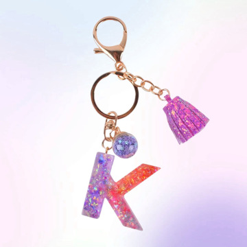 Custom Personalized Acrylic Initial Keychain with Tassel Charm