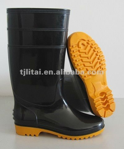 cheap stylish black pvc work boots