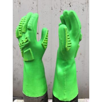 Guanti anti-impatto in PVC verde fluorescente