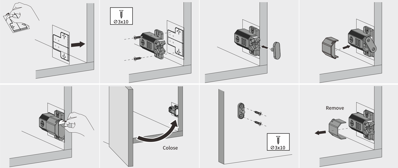 Drawer Push-to-Open Latch Set install