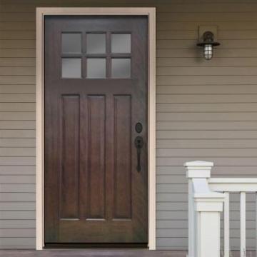 6 Lite Stained Mahogany Wood Prehung Front Door