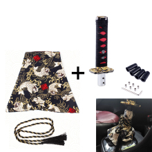 JDM 15CM Samurai Sword Shift Lever Knob - Manual Canvas Katana Shift Knob with Collars and Dust Cover