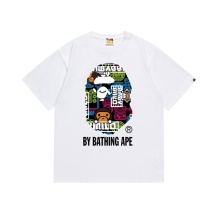 Trendy Loose White Bape T-Shirt with Printed Letter Design for Men