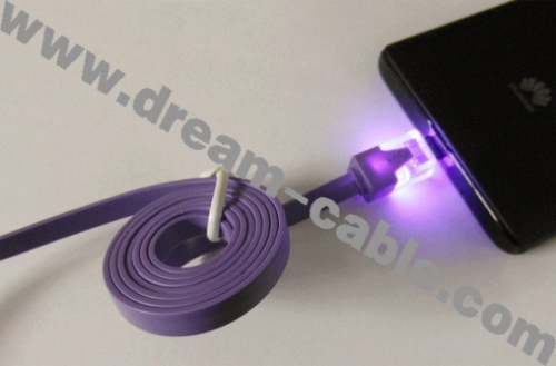 Flat Noodle LED Micro USB Cable for Android Phones