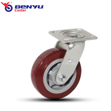 Heavy Duty Caster Wheels Red Polyurethane Caster