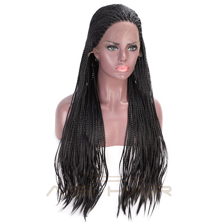 Aisi Hair Synthetic Braided Long Lace Front Wigs Natural Black Plaited Lace Front Wigs For Black Women Cosplay Wigs