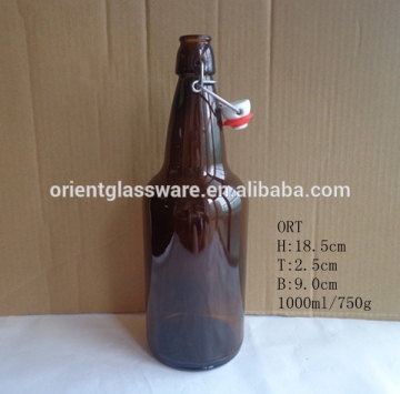 Long Neck 1000ml Brown Glass With Swing Top Finish Beer Bottle