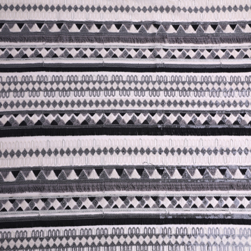 Black White 3D Tassel Multicolor Sequin EMbroidery Fabric