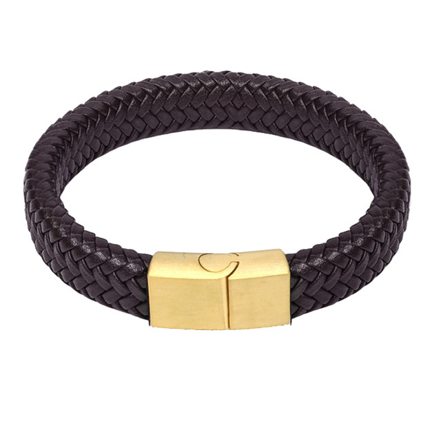 2019 hot sale Male Leather Bracelet With Stainless Steel Magnetic Clasp