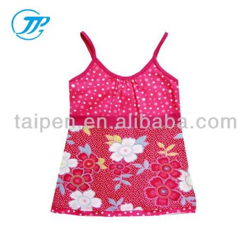 Fashion Design Cute Cutting Children Girls Top Shoulder-Straps Summer Girls Top