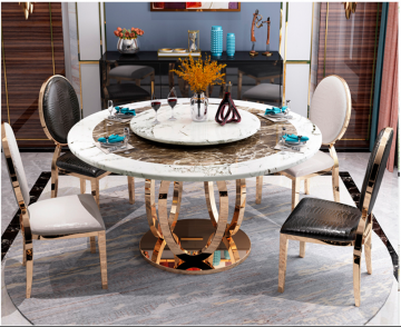 Black Or White Colour Marble Dining Room Furniture