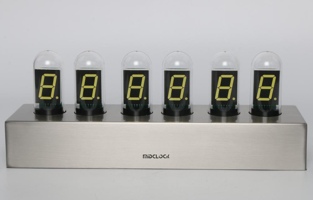 ساعة Nixie Tube الرقمية مع لمبة إضاءة مستطيلة