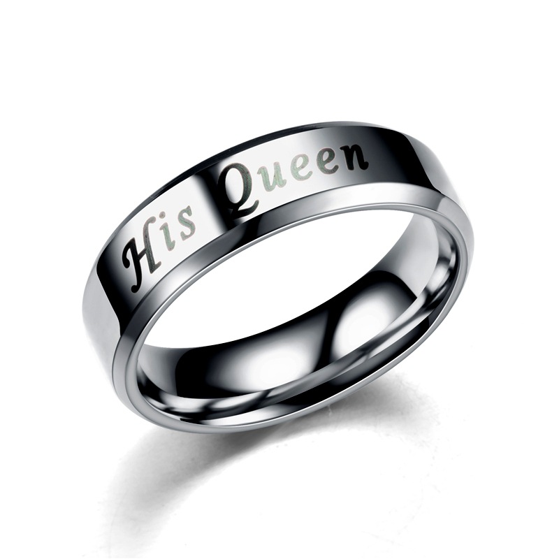 cheap price Her King his Queen stainless steel rings,couple rings for valentine's day birthday gift wholesale