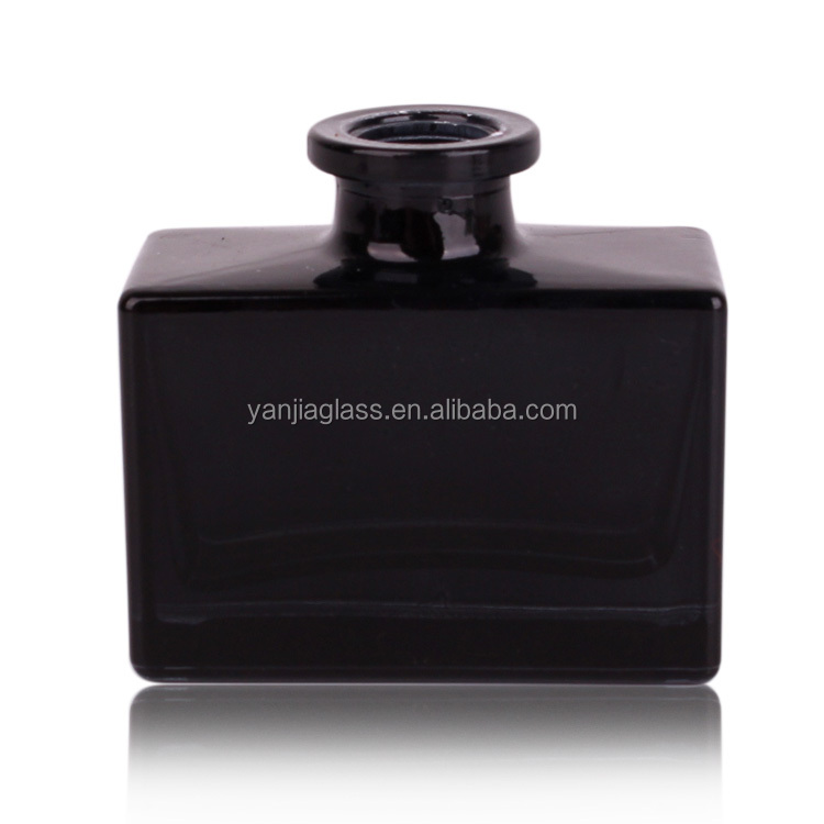 Luxury square matte black Glass Bottle For Aroma Reed Diffuser