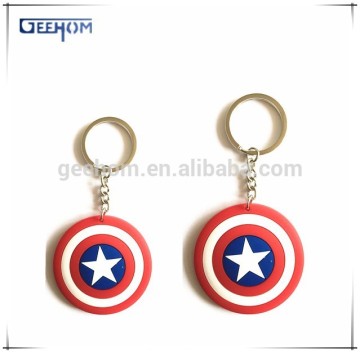 custom round shaped pvc keychain, star keyring in rubber