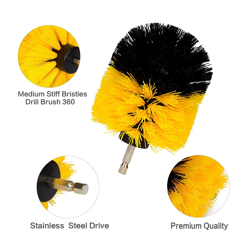 3Pcs/Set Electric Drill Brush Kit Plastic Round Cleaning Brush For Carpet Glass Car Tires Nylon Brushes