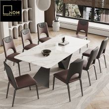 Italian Designer Minimalist Cream White Rectangular Dining Table