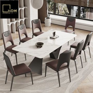 Italian Designer Minimalist Cream White Rectangular Dining Table
