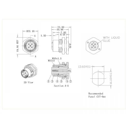 Type de soudure de code D de verrouillage féminin M16