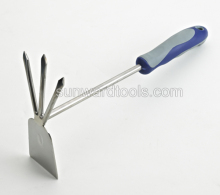 13-3/4" Stainless steel 3-tine hand fork & hoe