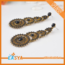 Fashion Gold Plated Alloy Crystal Circle Long Earring