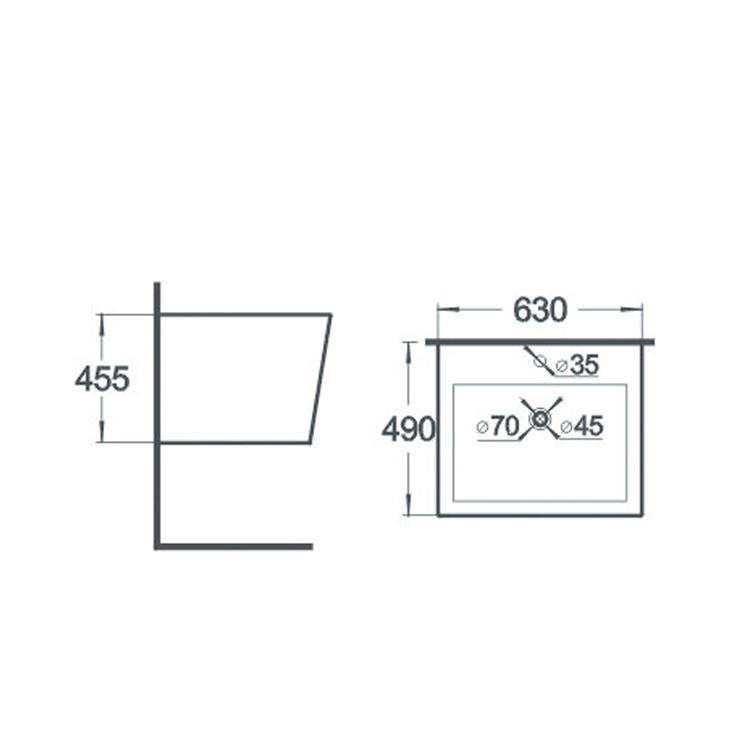 Ceramic Rectangular Wall Mounted Bathroom Sinks