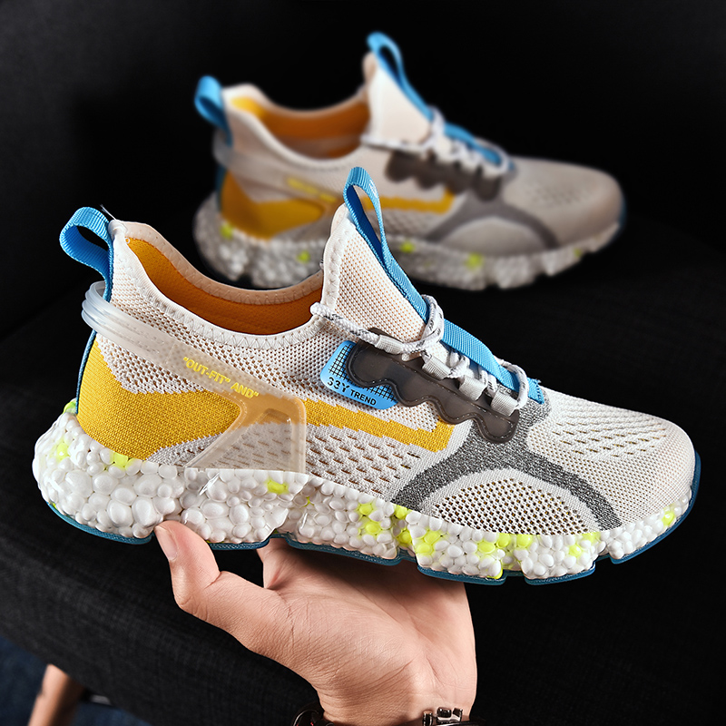 new style popcorn grain fly knit casual shoes men's running shoes breathable,shoes running men sport,men sports shoes