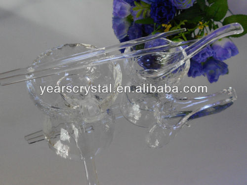 New arrival crystal glass soup spoon scoop bowl set for nice gift(R-2005