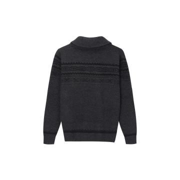 Men's Knitted Jacquard Shawl Collar Buttoned Pullover