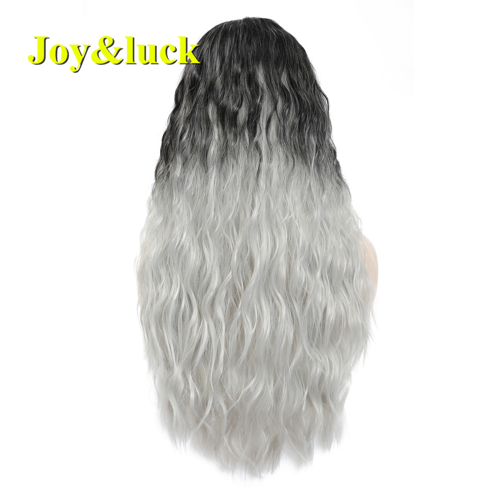 Wholesale Hair Black Ombre Grey for Women Finger Wave Dark Root Hair Wigs Daily or Party Long Water Wave Wig Synthetic Hair Wigs